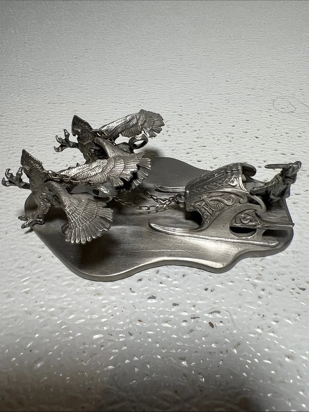 Vintage Partma Pewter 1987 Viking Sleigh Figurine - PP821 Rare